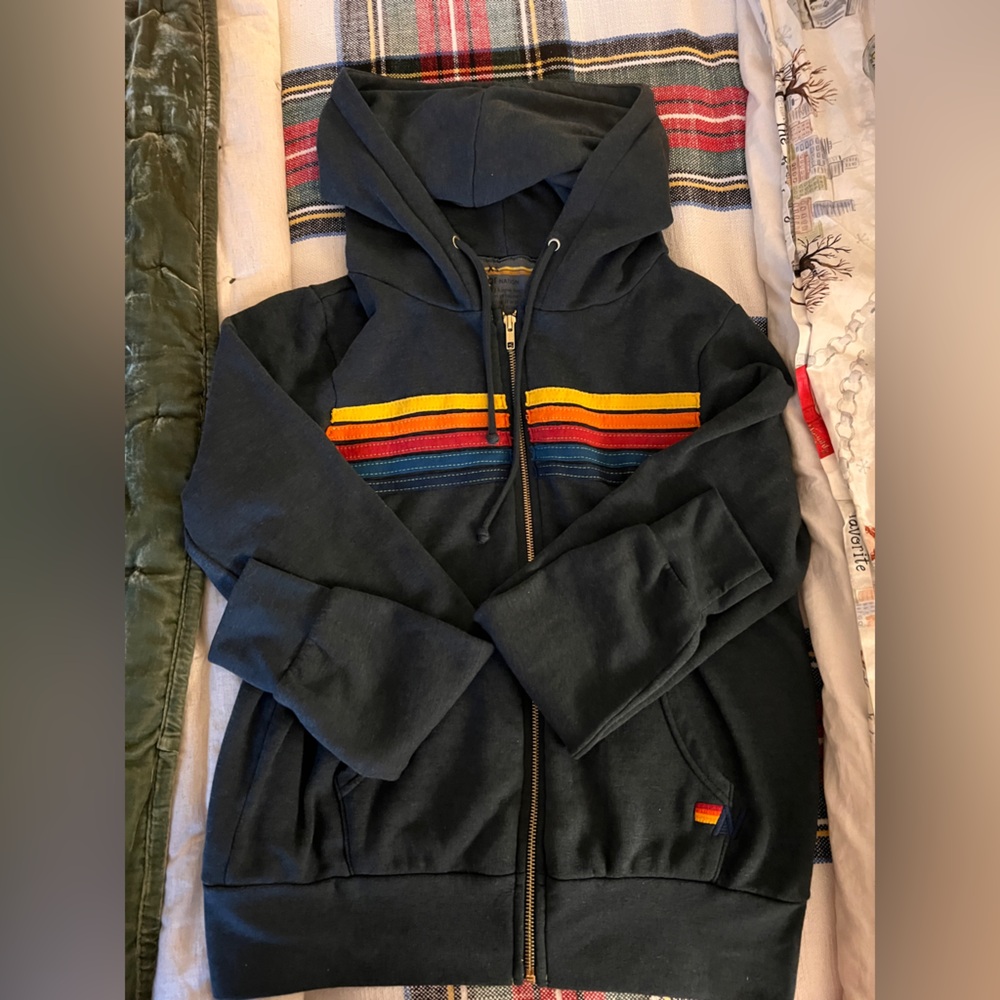 Aviator Nation Navy Zip Up classic stripe